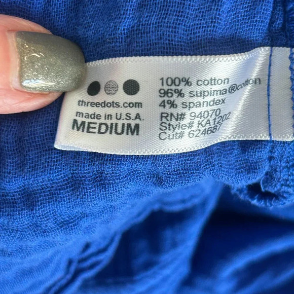 Three Dots Royal Blue Cotton Sheath Casual Dress With Pockets Size Medium - Picture 2 of 8